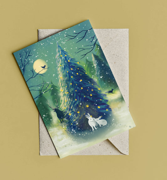 A/ Kerstkaart winterbos