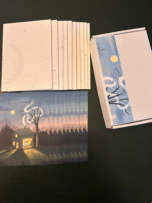 A10/ Kerstkaart Aan tafel - X 10 - voordeelpakket