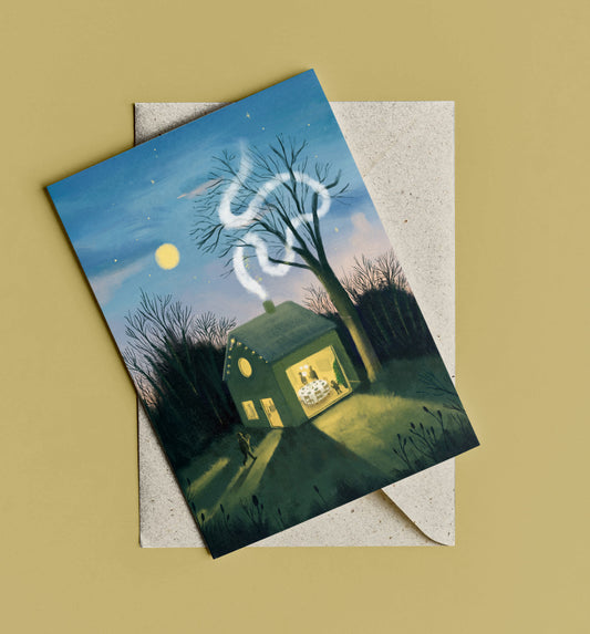 A/ Kerstkaart Aan tafel